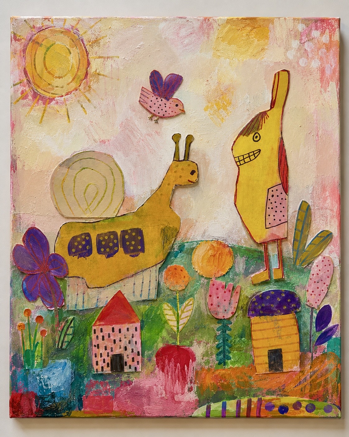Färdigt mixed media-verk